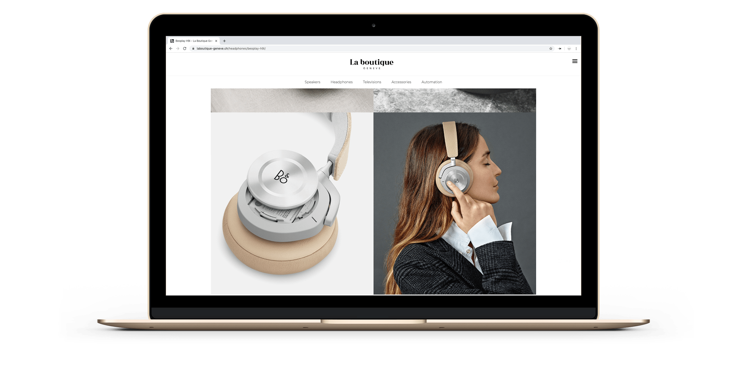 Site web sur la page d'un casque de La Boutique